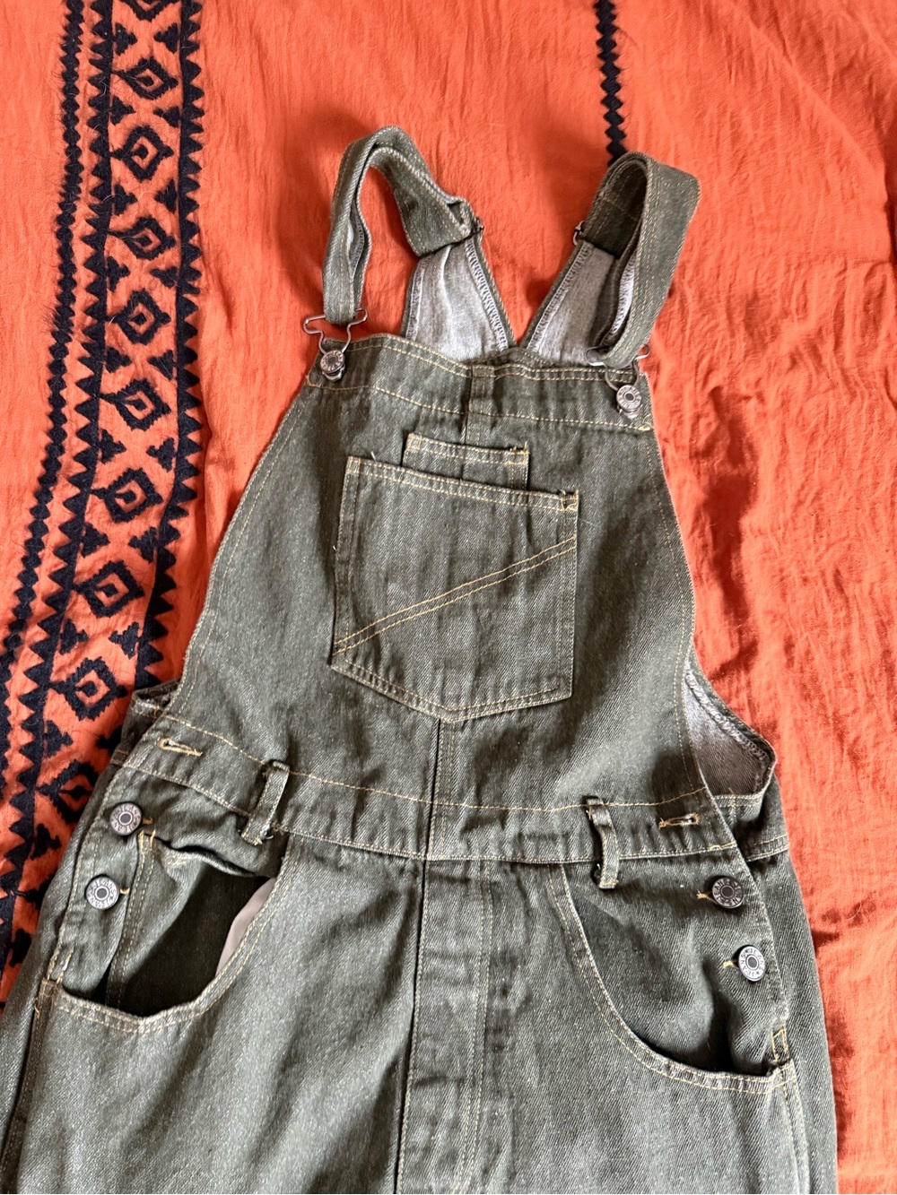 Olive Green Denim Overalls